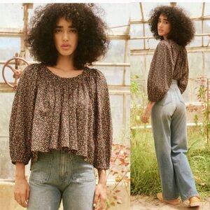 THE GREAT. Multicolor Floral Top